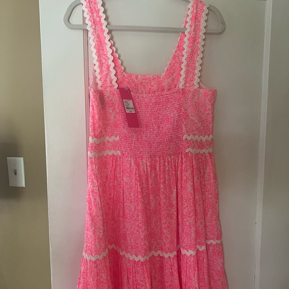 Lilly Pulitzer Pollie Pink and White Tiered Ruffled Maxi Dress - Picture 4 of 6